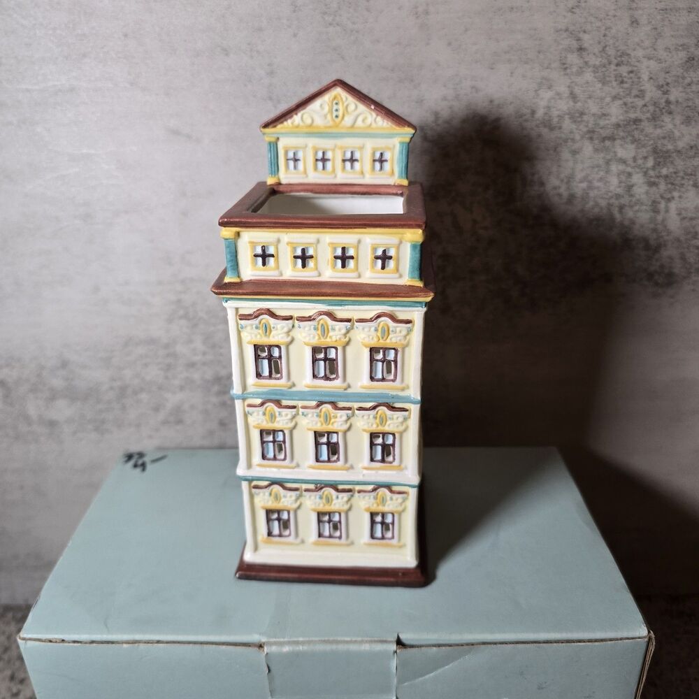 PartyLite Cafe Amsterdam Tealight House P8275 Hand Painted Retired Cottagecore - Picture 3 of 5
